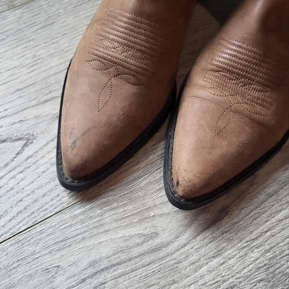 Tony Lama Embroidered Western Tan Cream Cowgirl Boots Size 8 - Picture 13 of 14